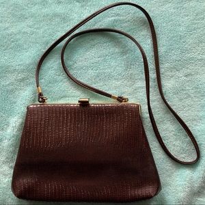 Vintage Faux Crocodile Skin Crossbody Purse